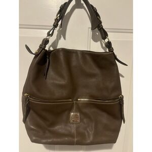 Vintage Dooney & Bourke Dillen Hobo‎ Bag Large Purse Zip Brown Shoulder Bag